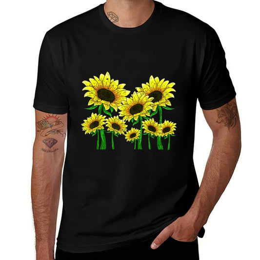 Yellow Sunflower Beautiful Wildflower Floral Botanical  Fade-proof Color T-Shirt