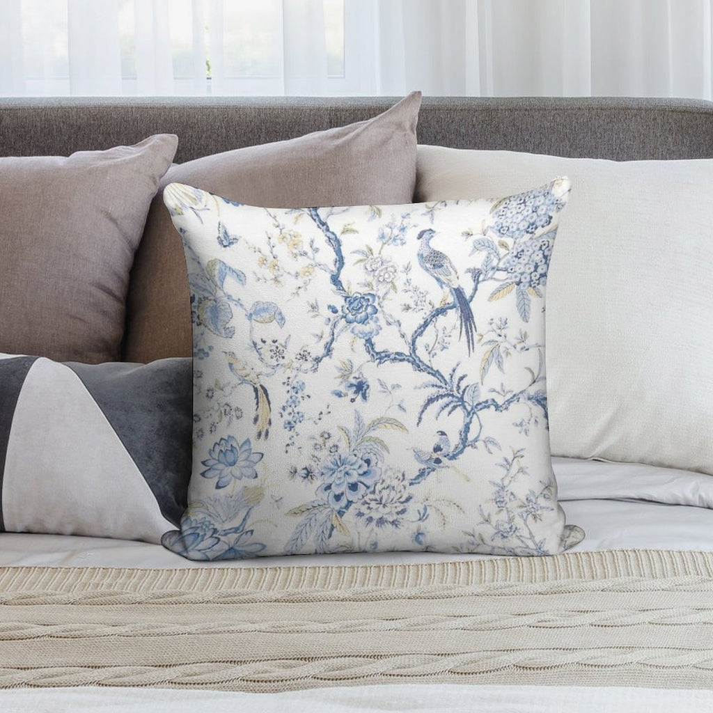 French Pheasants Chinoiserie Soft Washable Throw Pillow