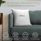 Hello Love Quote Soft Hidden Zipper Throw Pillow