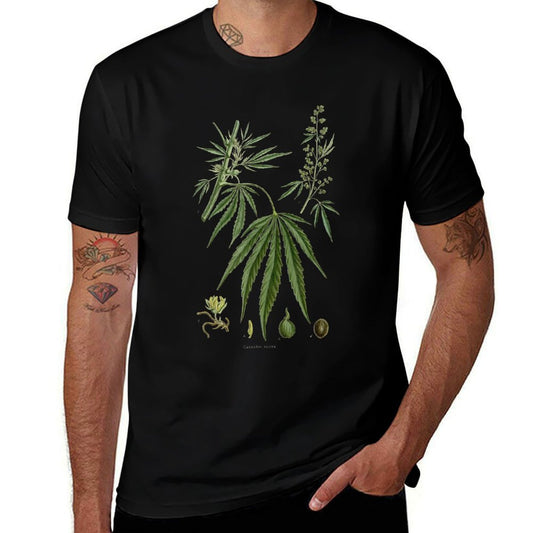Weed Marijuana Plant Botanical THC Cannabis Sativa Vintage  Moisture-wicking T-Shirt