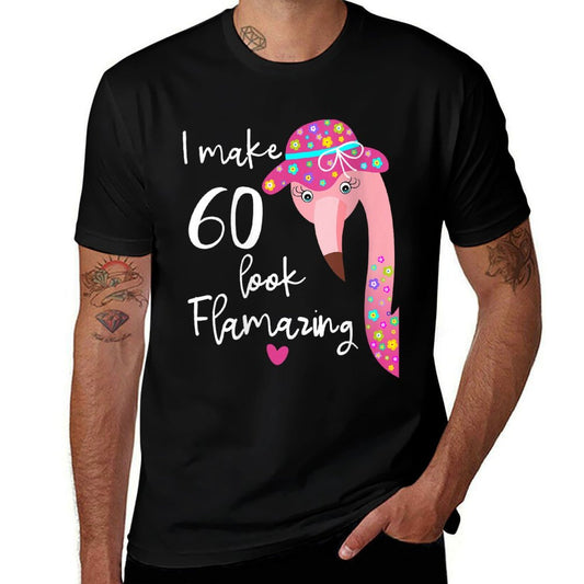 Womens Funny Flamingo 60th Birthday for 60 Years Old Sixty  Trendy Pattern T-Shirt