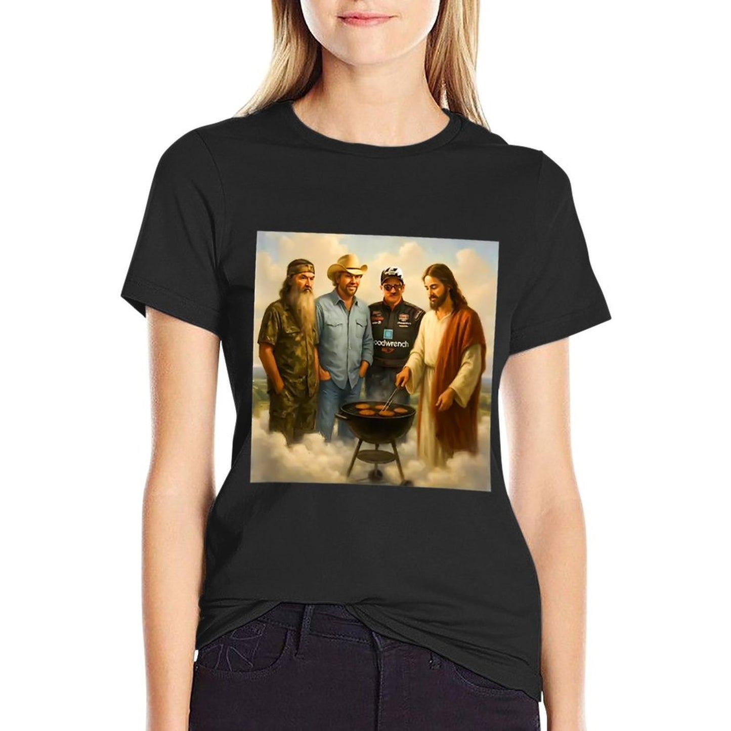 The Real Gang Meet Up In Heaven Phil Funny Meme BBQ  Tagless Design T-Shirt