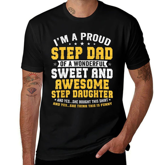 Step Dad Fathers Day Men Funny Step Daughter Stepdad  Trendy Pattern T-Shirt