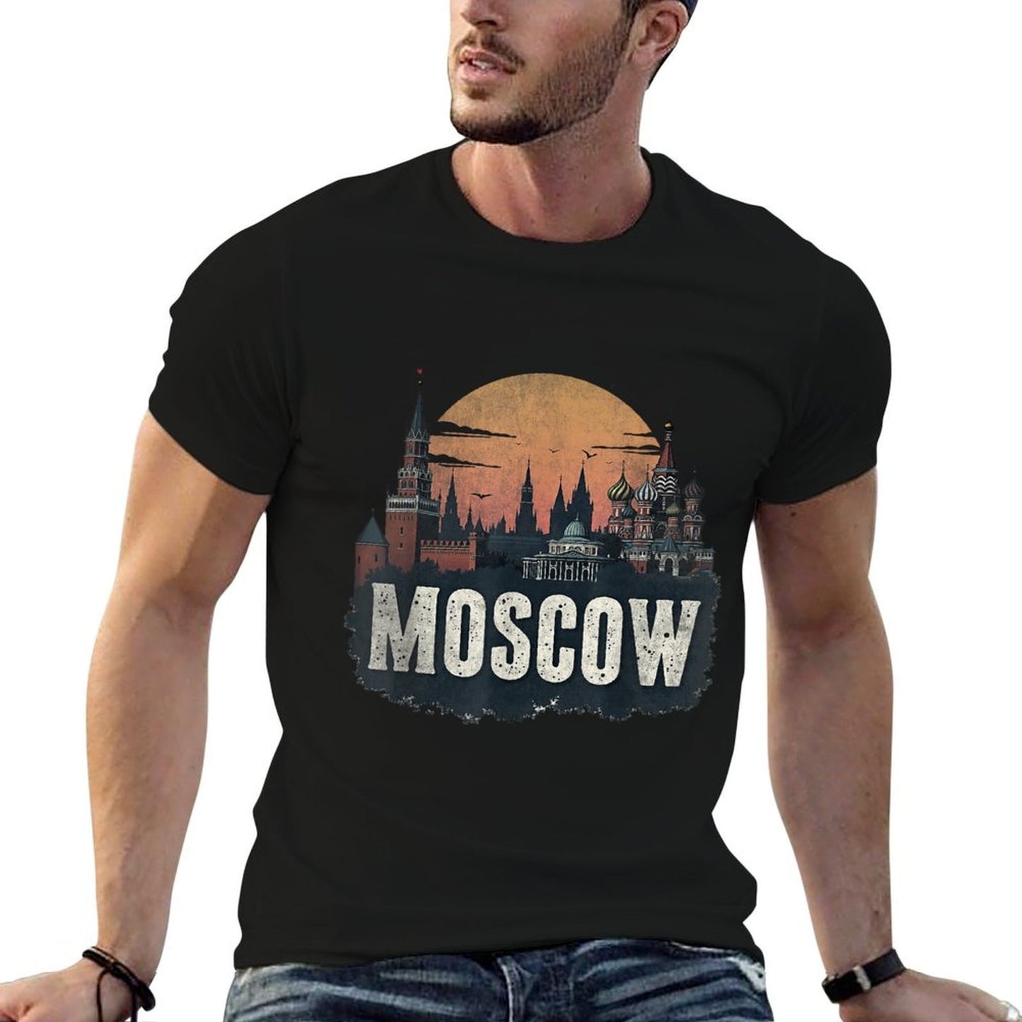 Retro Moscow Landscape Vintage Souvenir  Relaxed-fit T-Shirt