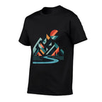 Abstract Modern Geometric Mountain Landscape Art  Slim-fit Cut T-Shirt