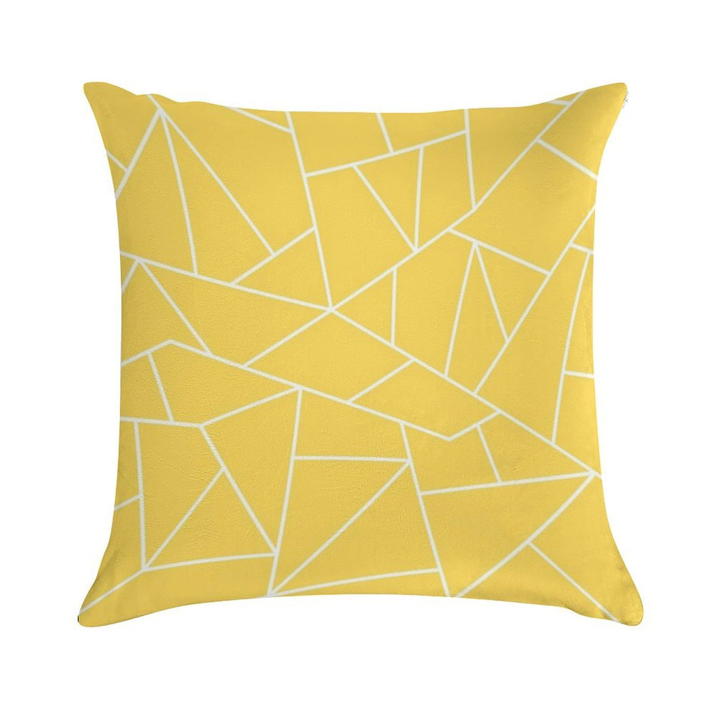 Mustard Yellow White Mosaic Lines Soft Warmth Comfort Throw Pillow