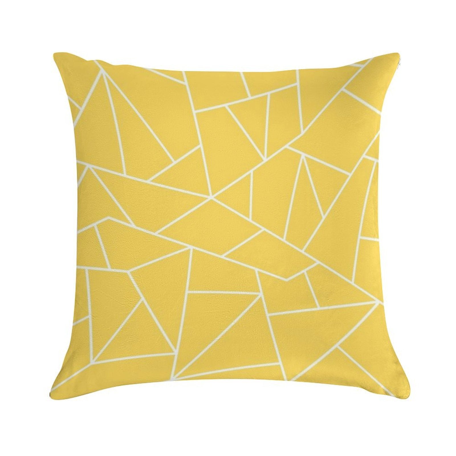 Mustard Yellow White Mosaic Lines Soft Warmth Comfort Throw Pillow
