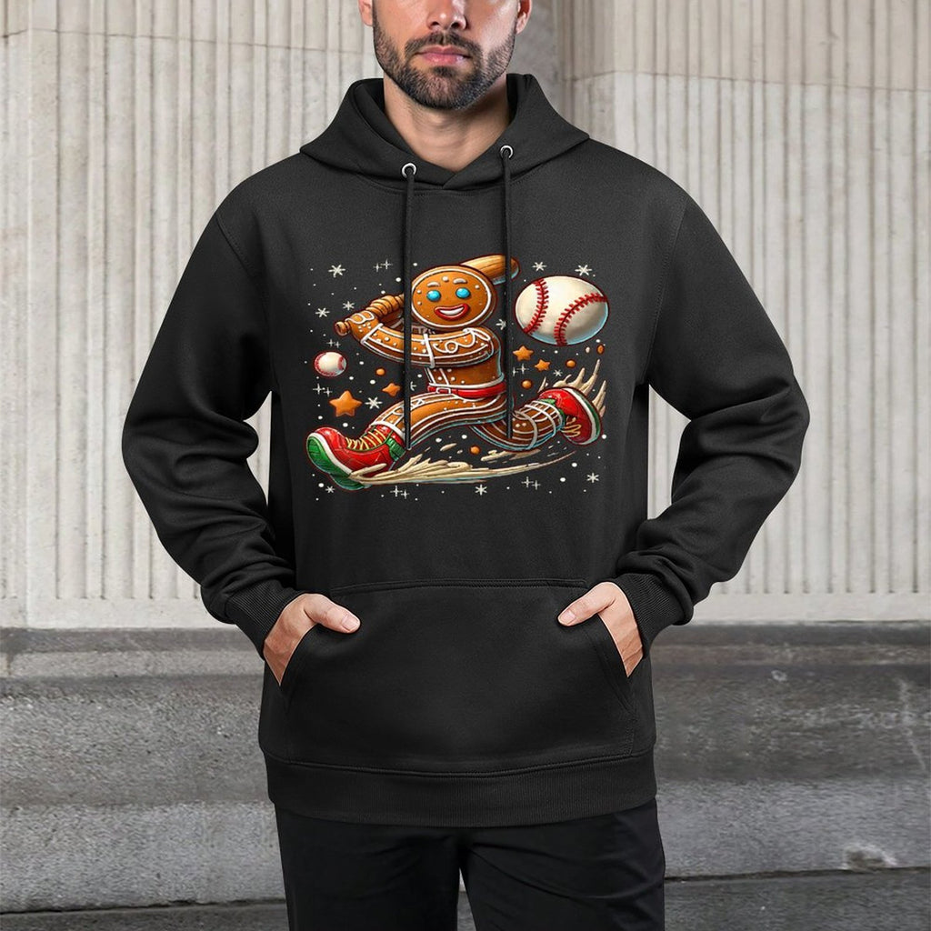 Christmas Gingerbread Man Sports Player Funny Baseball Xmas Machine Washable Hoodie