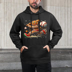 Christmas Gingerbread Man Sports Player Funny Baseball Xmas Machine Washable Hoodie