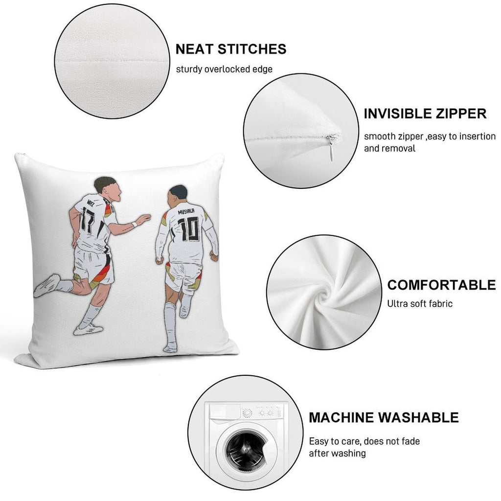 Florian Wirtz & Jamal Musiala Germany Celebration Soft Ultra-Soft Texture Throw Pillow