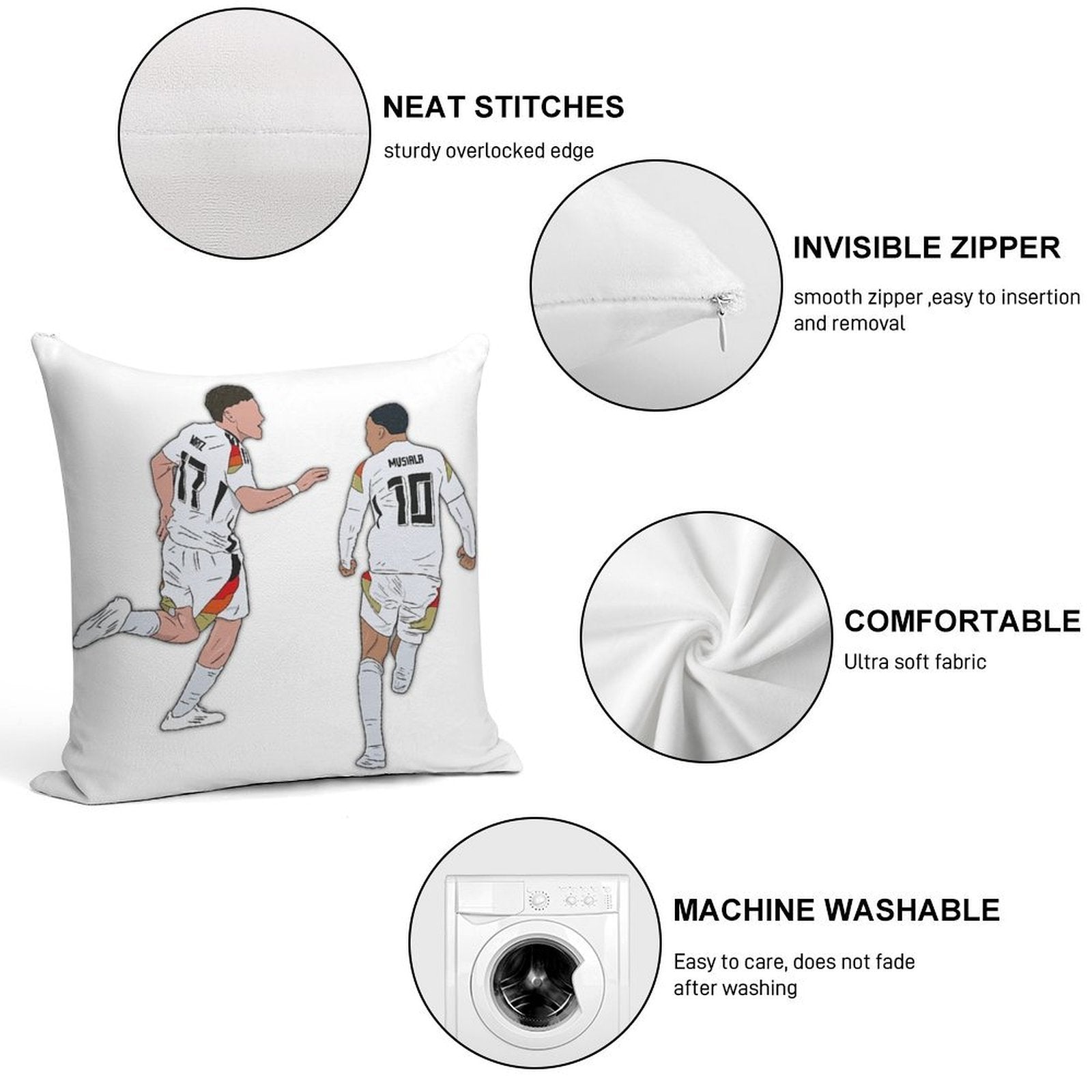 Florian Wirtz & Jamal Musiala Germany Celebration Soft Ultra-Soft Texture Throw Pillow