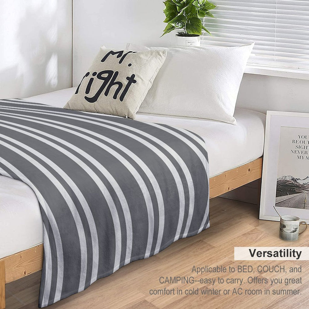 Gray Stripes Plush Throw Blanket