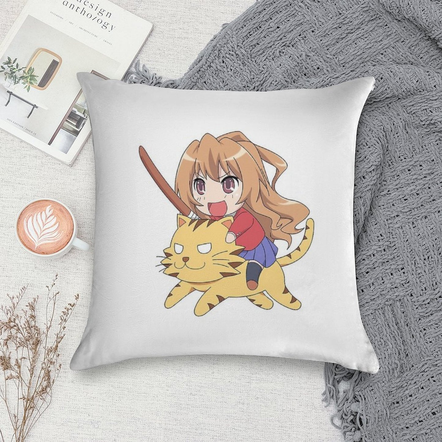 Toradora Taiga Tiger Soft Washable Throw Pillow