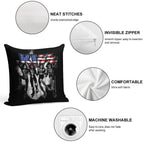 KISS ® The Band - Destroyer Black And White Fog USA Logo Soft Hidden Zipper Throw Pillow