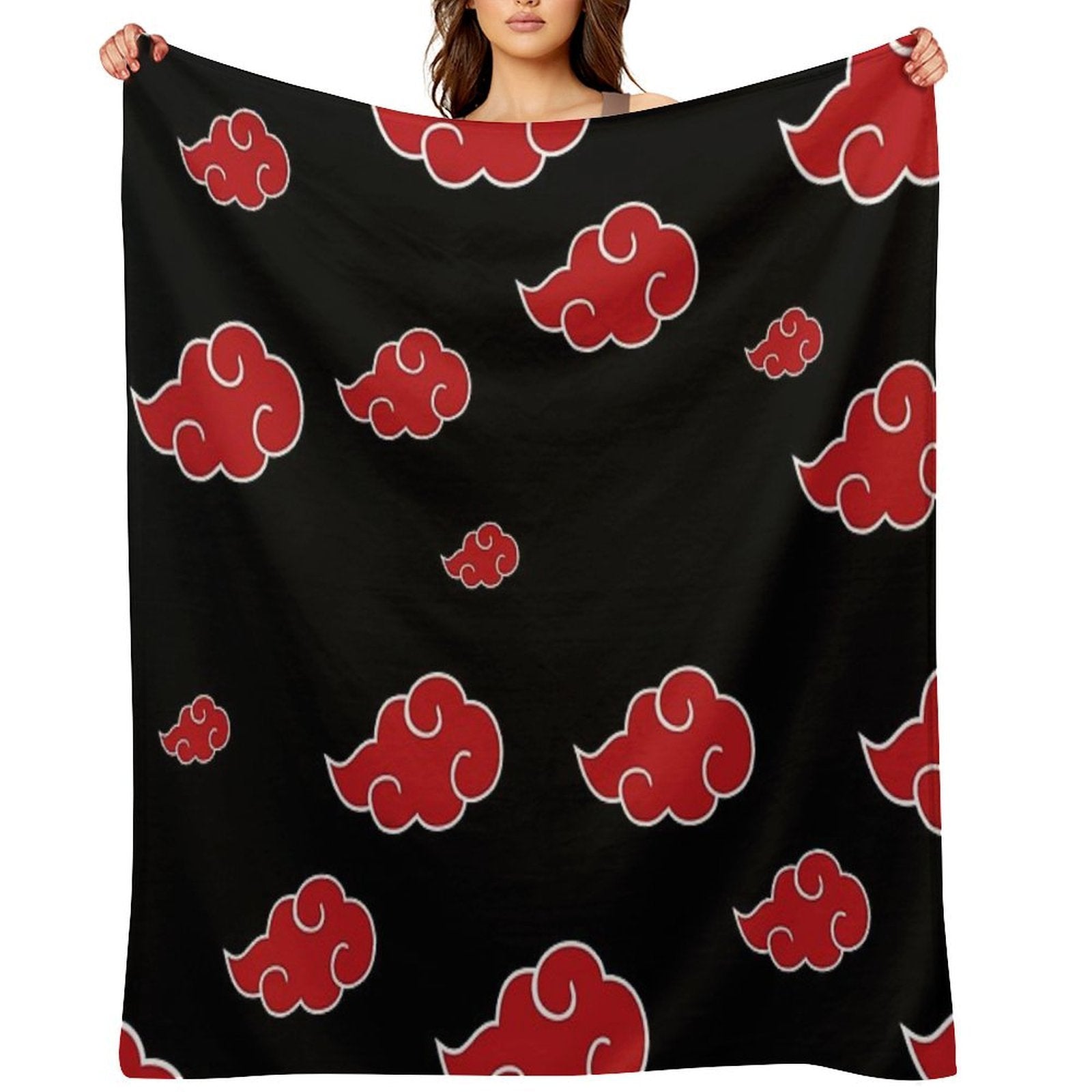 Black And Red Cloud Easy Care Throw Blanket
