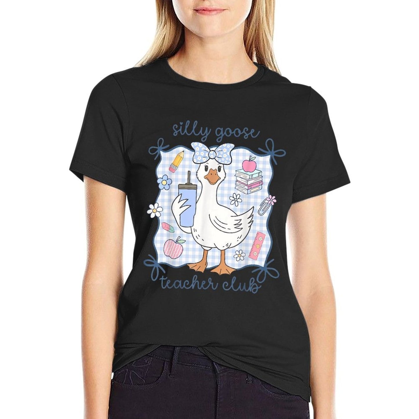 Silly Goose Teacher Club Funny Back to School First Day  Heathered Texture T-Shirt