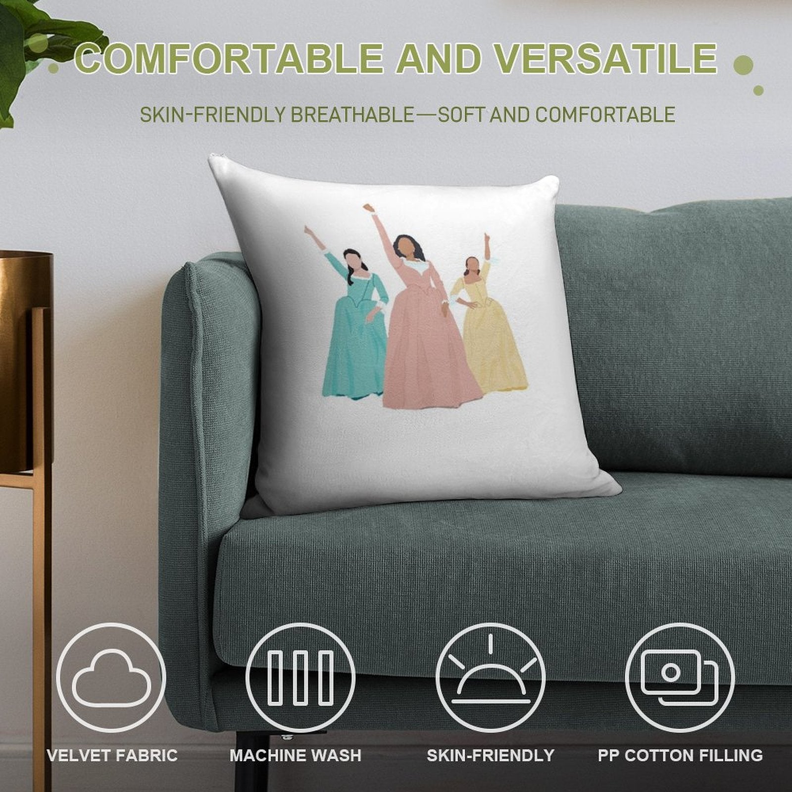 Schuyler Sisters! Soft Skin-Friendly Throw Pillow