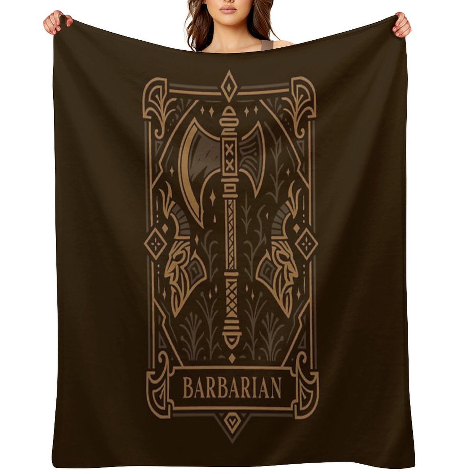 Barbarian Character Class Emblem Tabletop TTRPG Premium Throw Blanket