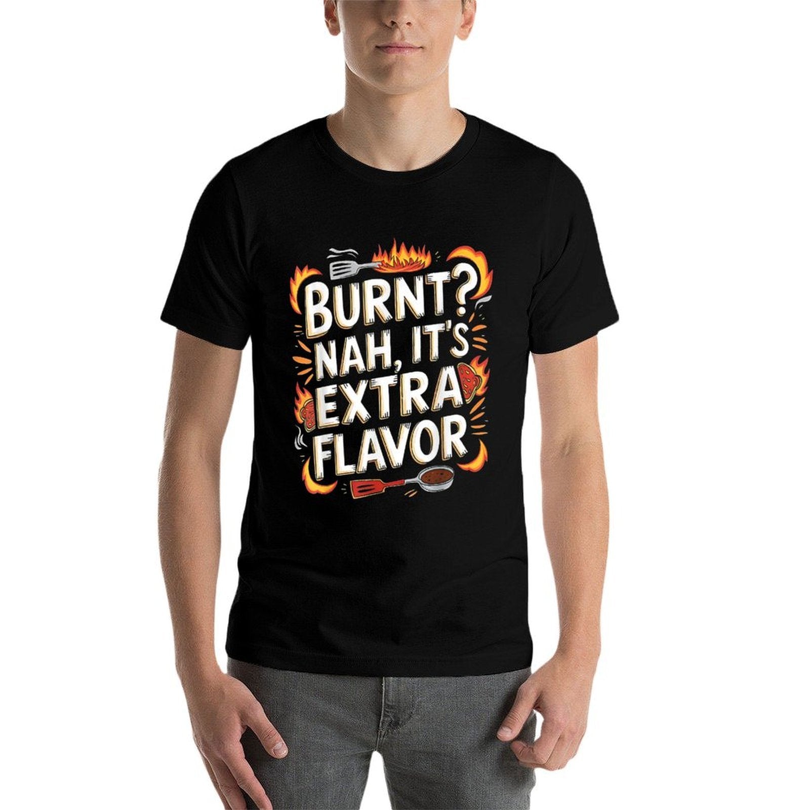 Food Lover Burnt Extra Flavor Retro Chef Funny Cooking  Versatile T-Shirt