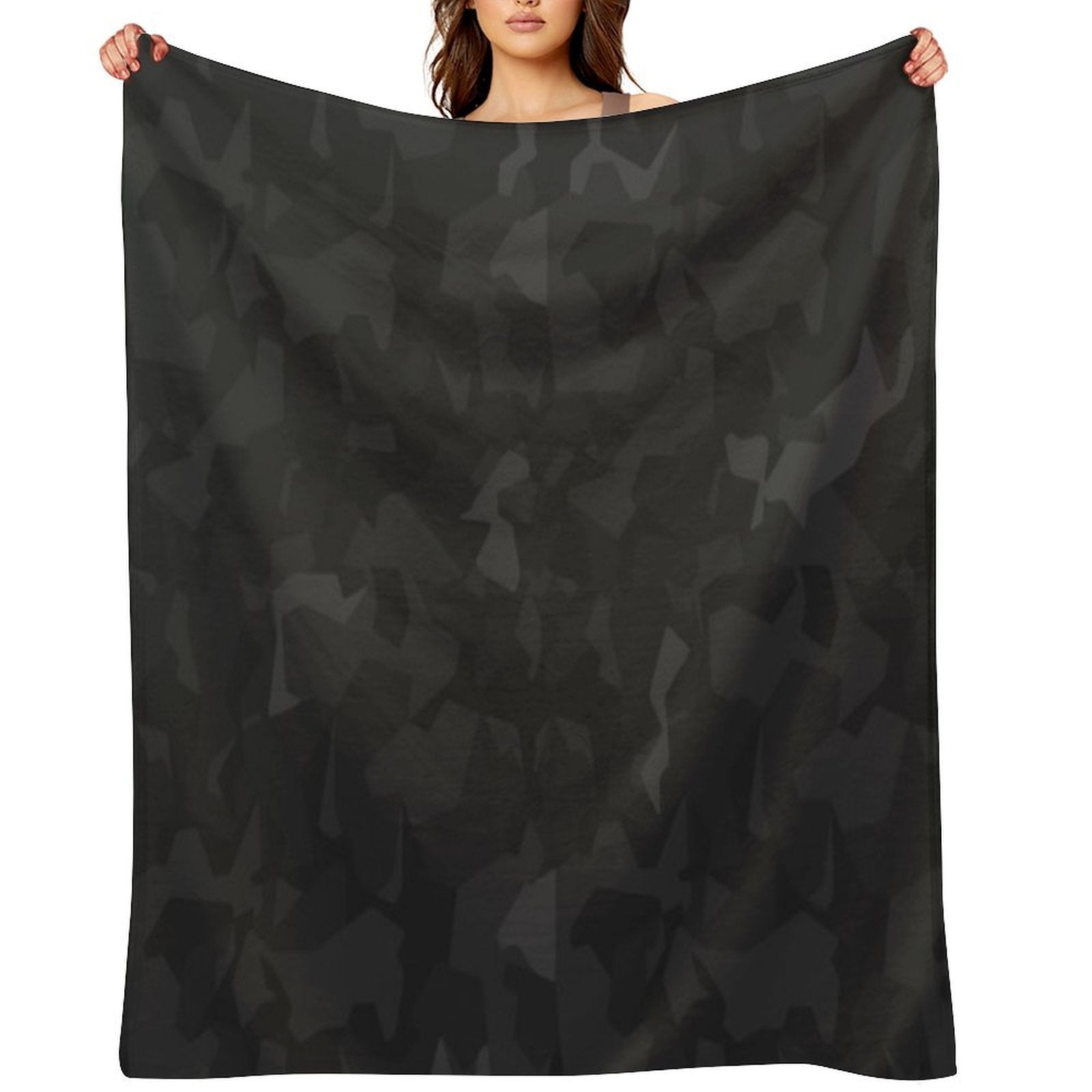 Graphic Camo Dark Grey Shrink-resistant Throw Blanket