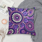 Aboriginal Art Purple Pattern Family Gathering Soft Anti-Pilling Throw Pillow