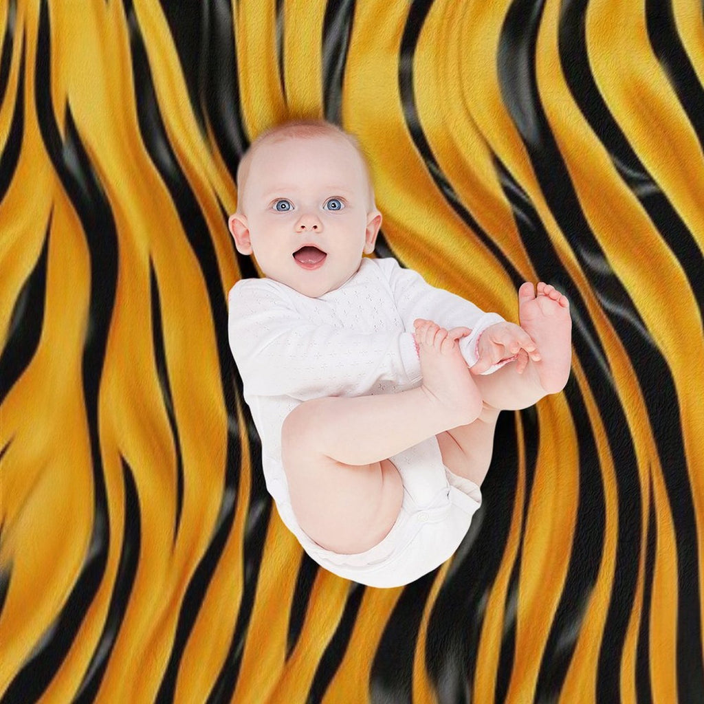 Colorful Fantasy Pattern Black Yellow Ornaments Zebra Tiger Fur Anti-pilling Throw Blanket