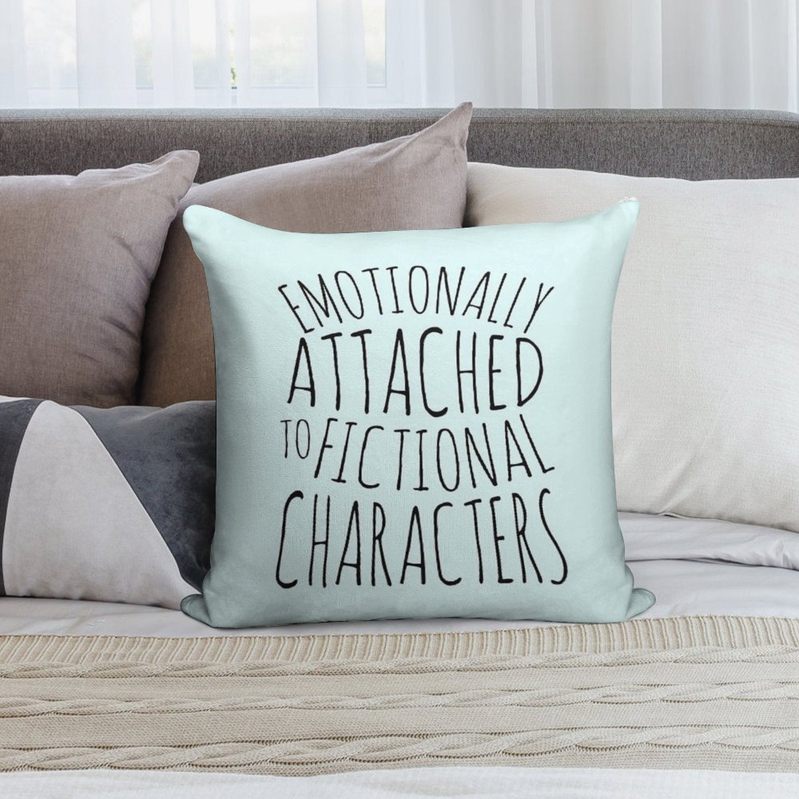 Emotionally Attached to Fictional Characters #black Soft Luxury Feel Throw Pillow