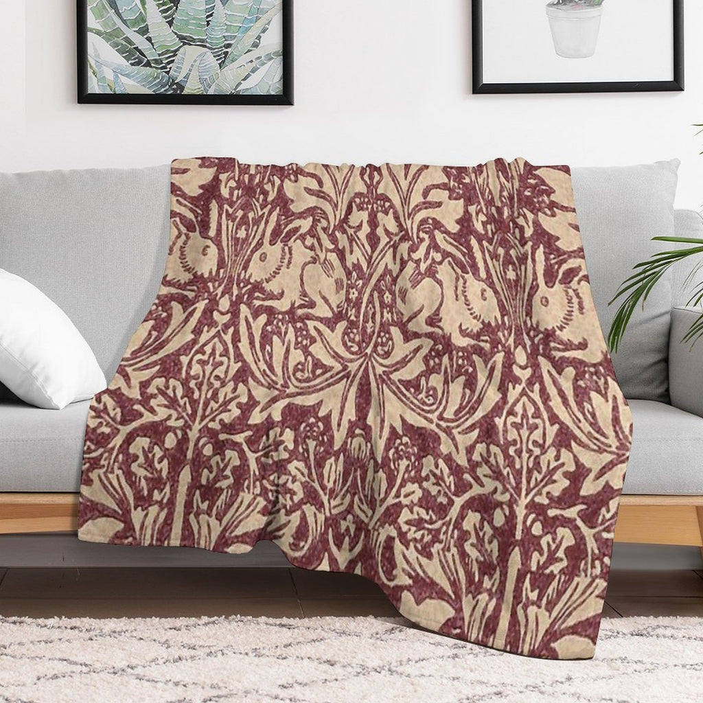 William Morris Brer Rabbit (burgundy) Pattern Shrink-resistant Throw Blanket
