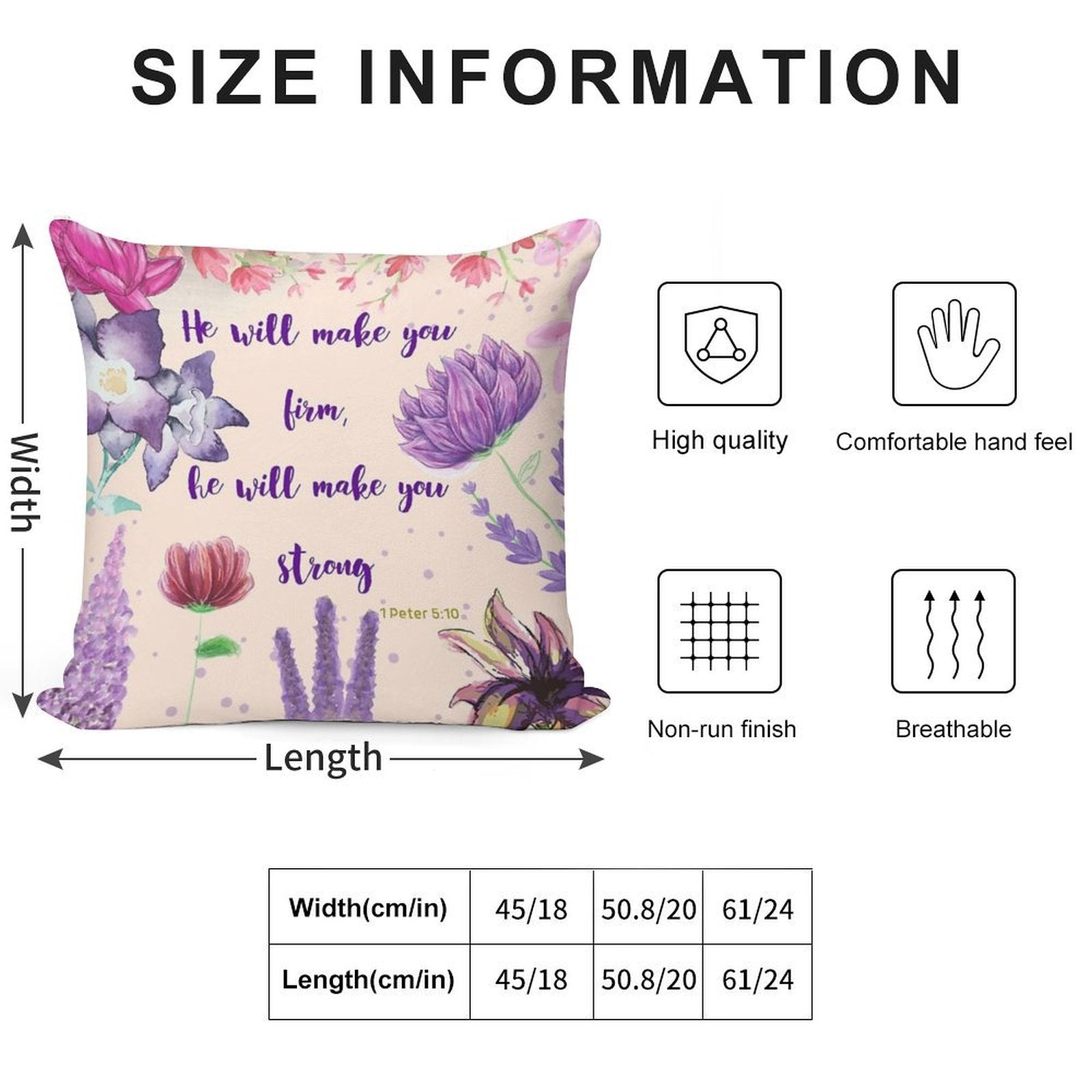 He Will Make You Strong 1 Peter 510 JW Soft Shrink-Resistant Throw Pillow