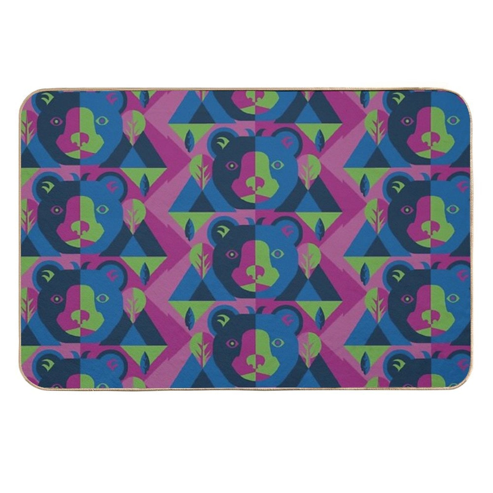 Bear Colorful Modern Art  Repositionable Bath Mat