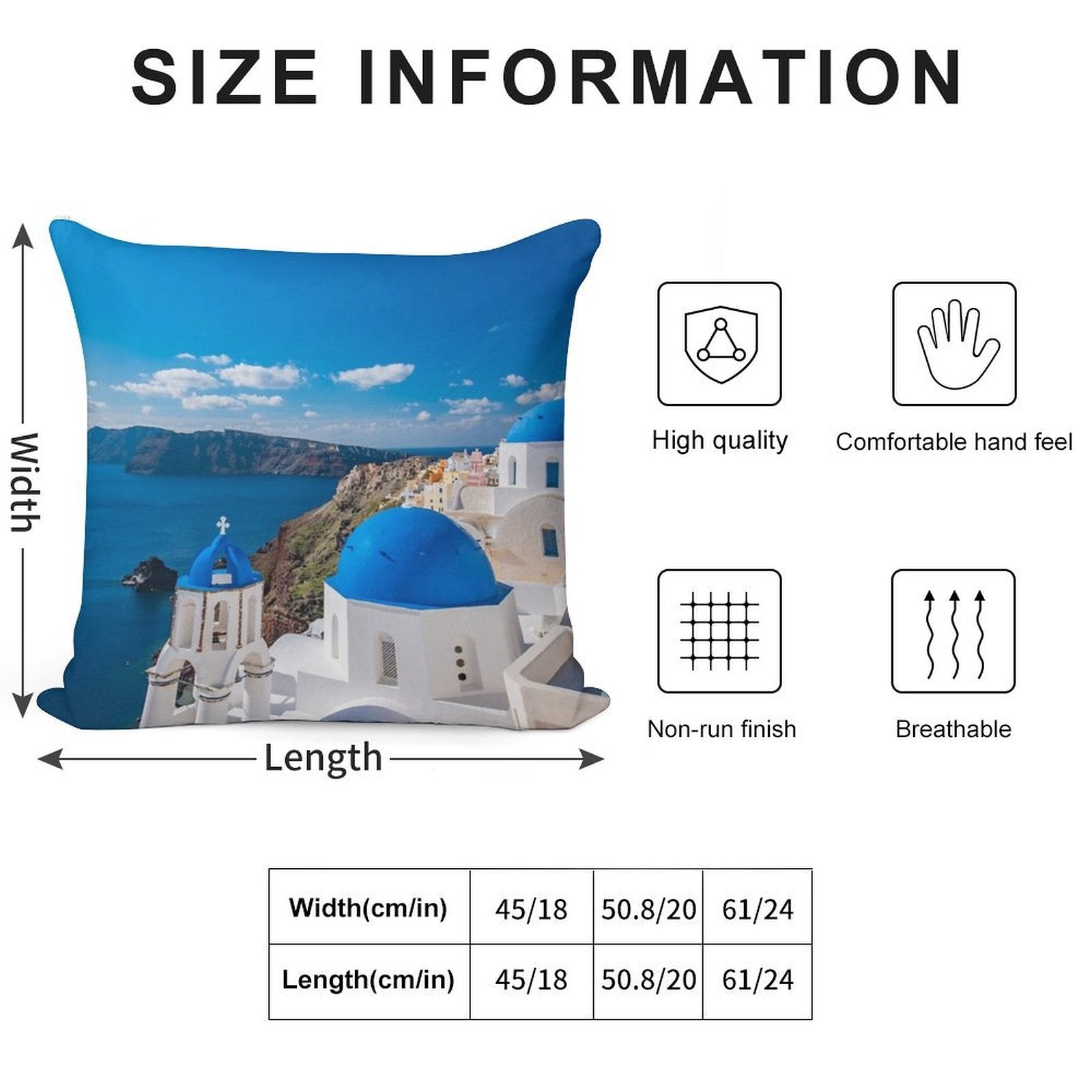 Santorini Greece Soft Anti-Pilling Throw Pillow