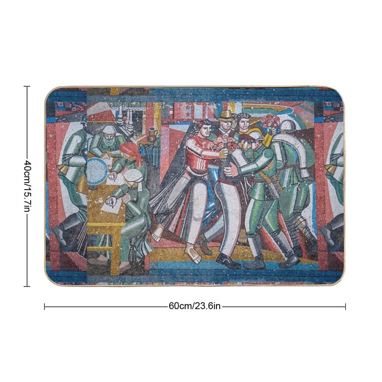 Soviet Mosaic from Cahul, Moldova #4  Stain-Proof Bath Mat