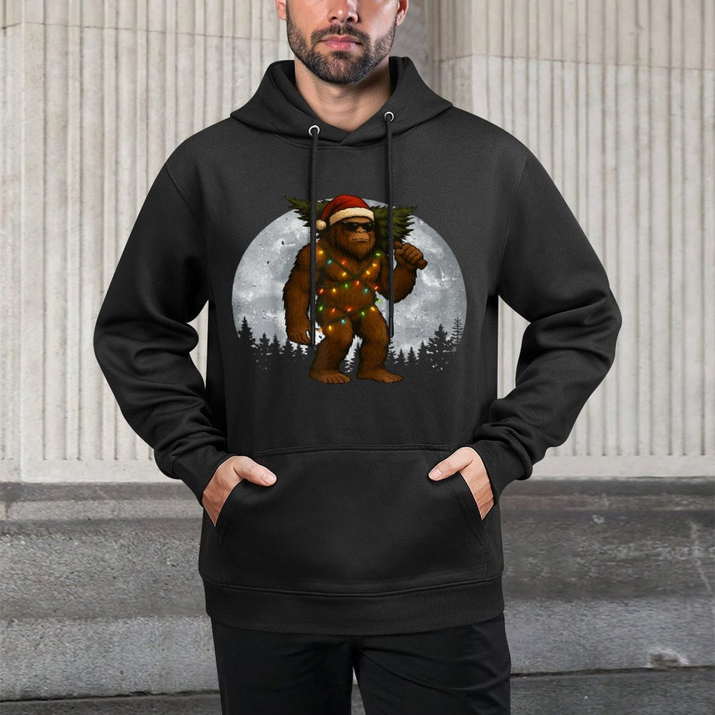 Santa Bigfoot Christmas Lights Funny Sasquatch Believe Versatile Streetwear Hoodie
