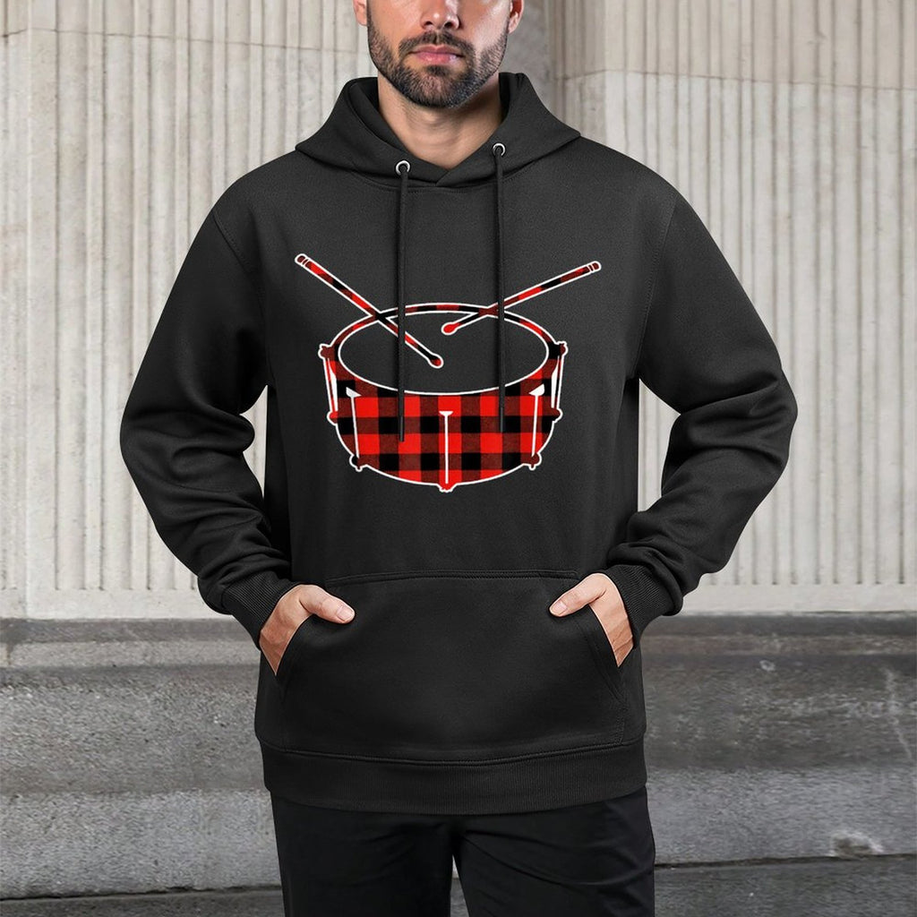 Red Buffalo Plaid Pajama Drum Christmas Colorfast Hoodie
