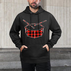 Red Buffalo Plaid Pajama Drum Christmas Colorfast Hoodie