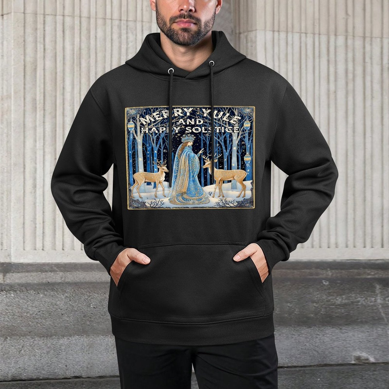 Merry Yule And Happy Winter Solstice Deer Christmas Gothic Versatile Streetwear Hoodie