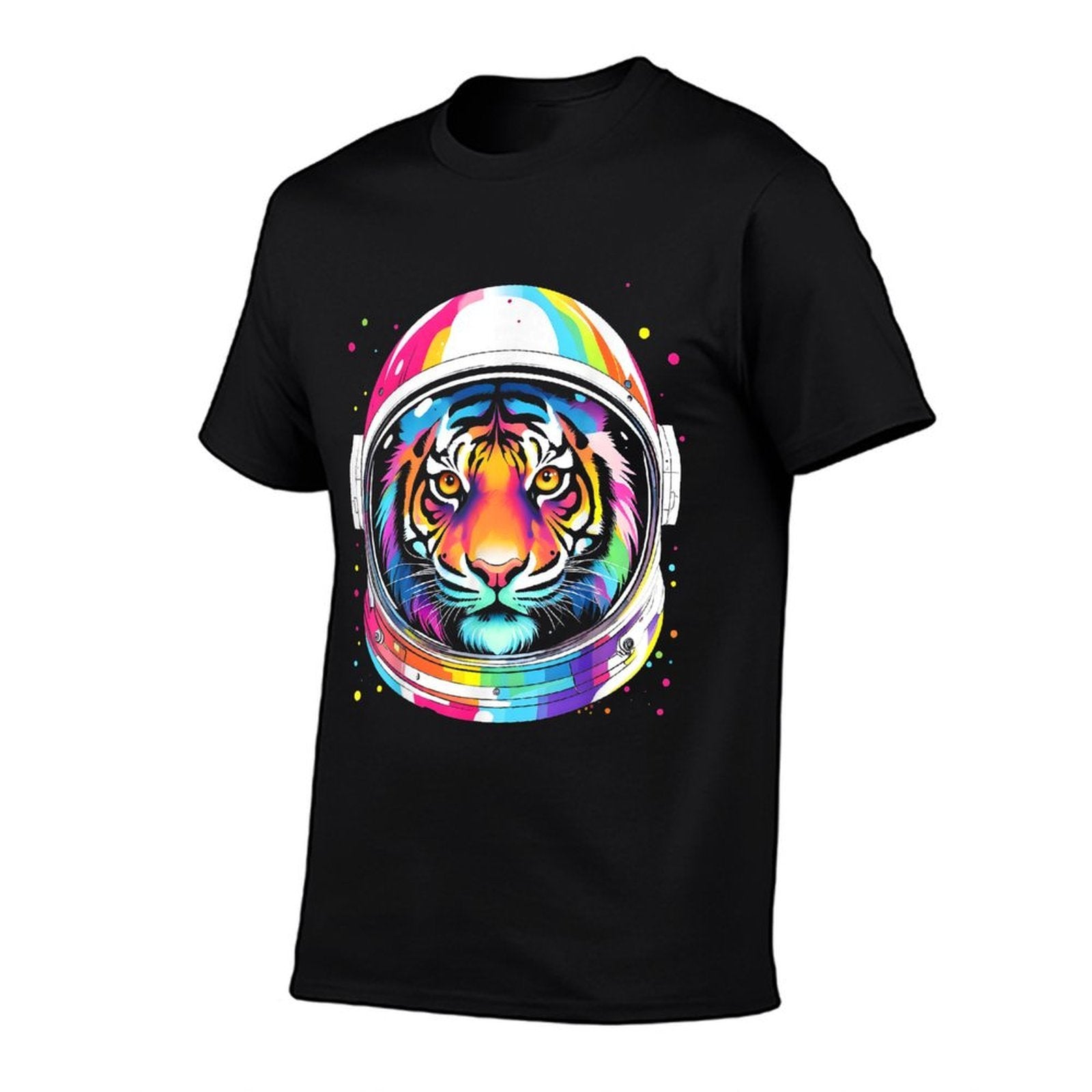 Astronaut Tiger Adventure Vibrant Colorful Space Funny  Rolled Sleeves T-Shirt