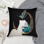 Butterfly Kiss French Art Deco Flapper Woman Remix Soft Shrink-Resistant Throw Pillow