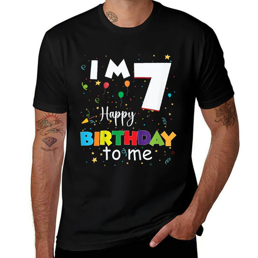 Seven 7yr 7th Birthday Happy Birthday Boys Girls 7 Years Old  Slim-fit Cut T-Shirt