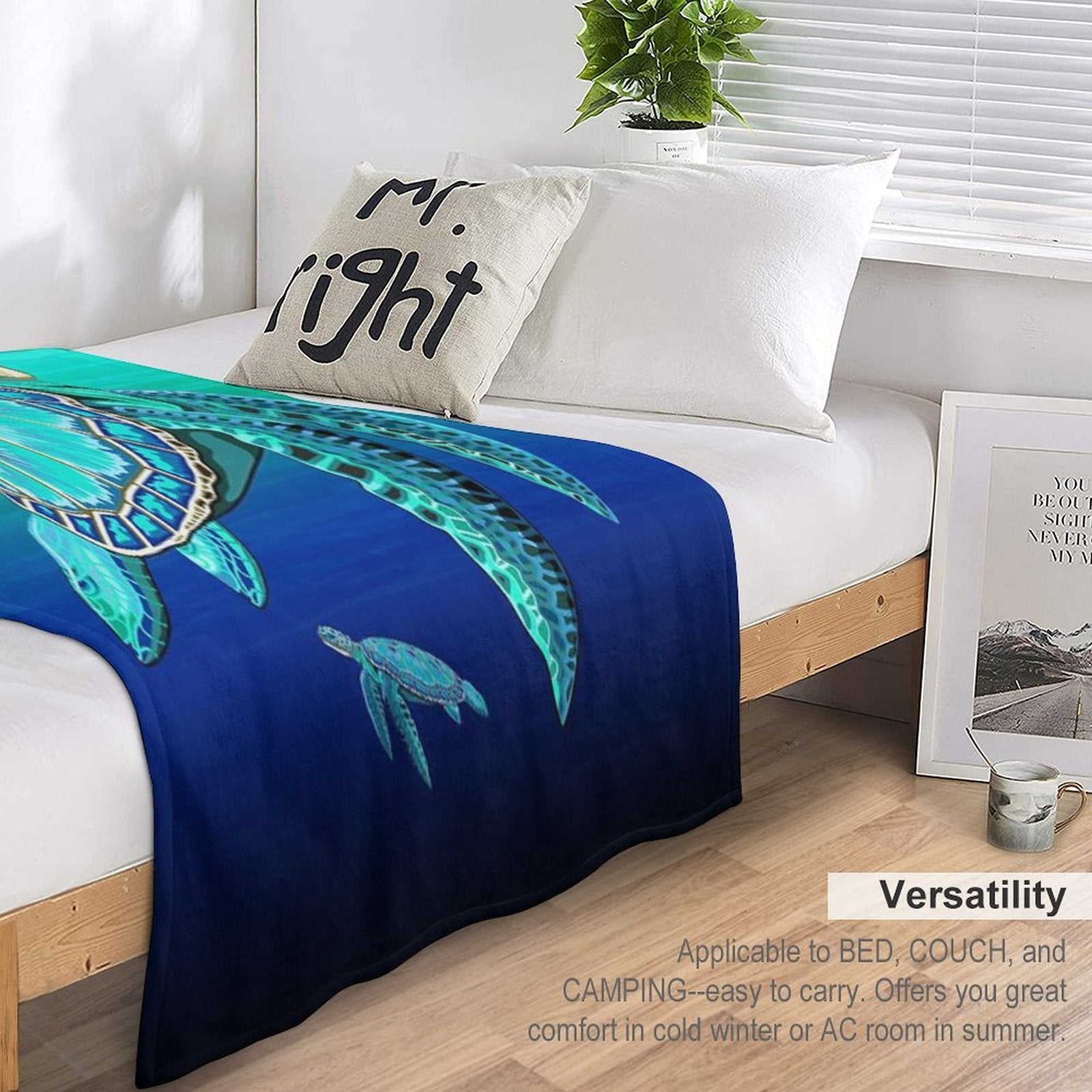 Sea Turtle Turquoise Oceanlife Velvety-soft Throw Blanket