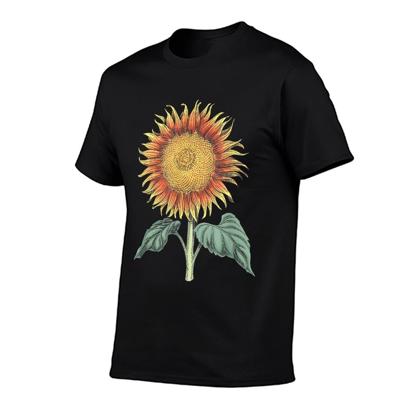 Vibrant Floral Blooming Sunflower Botanical Drawing  Heathered Texture T-Shirt