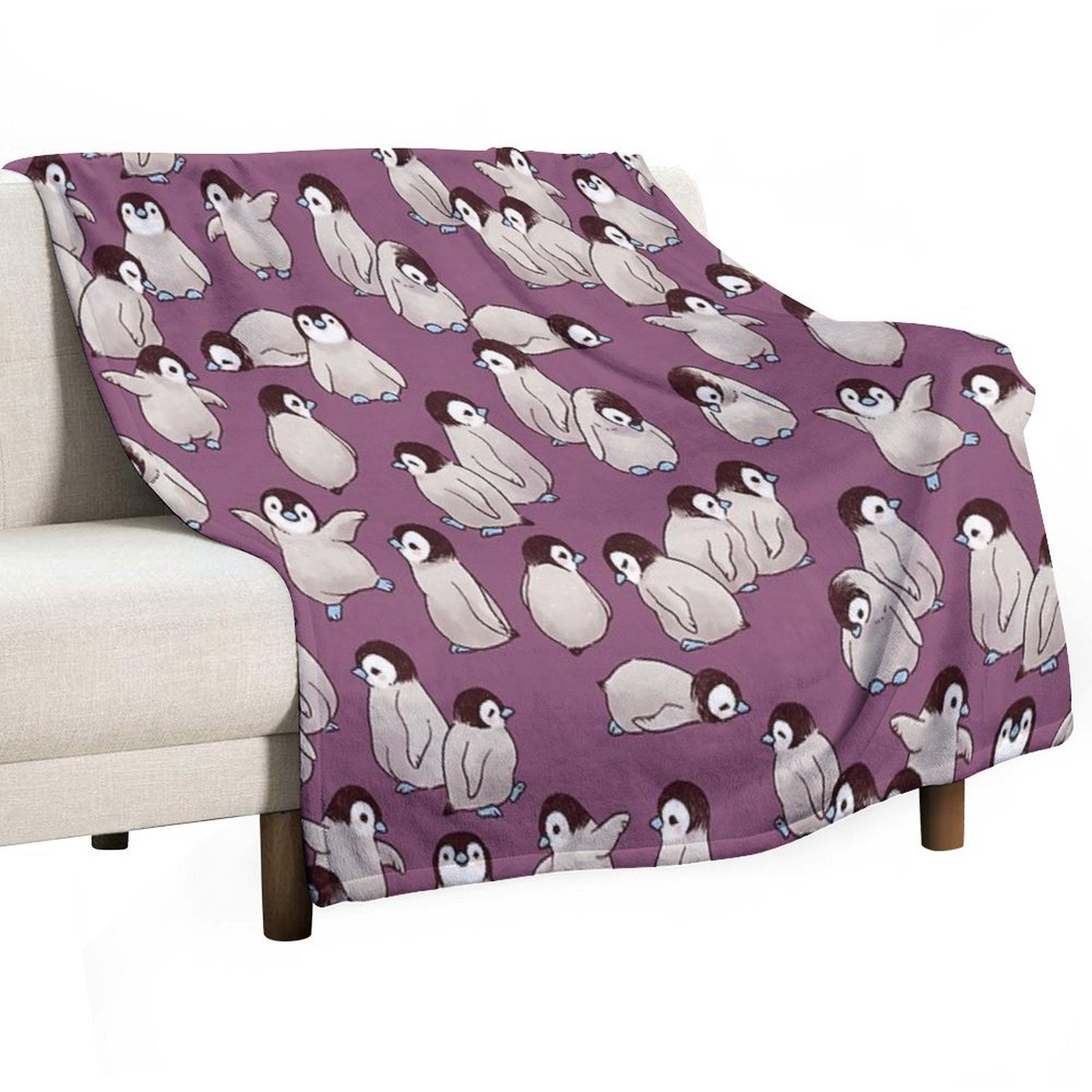 Penguin Pattern Sustainable Throw Blanket