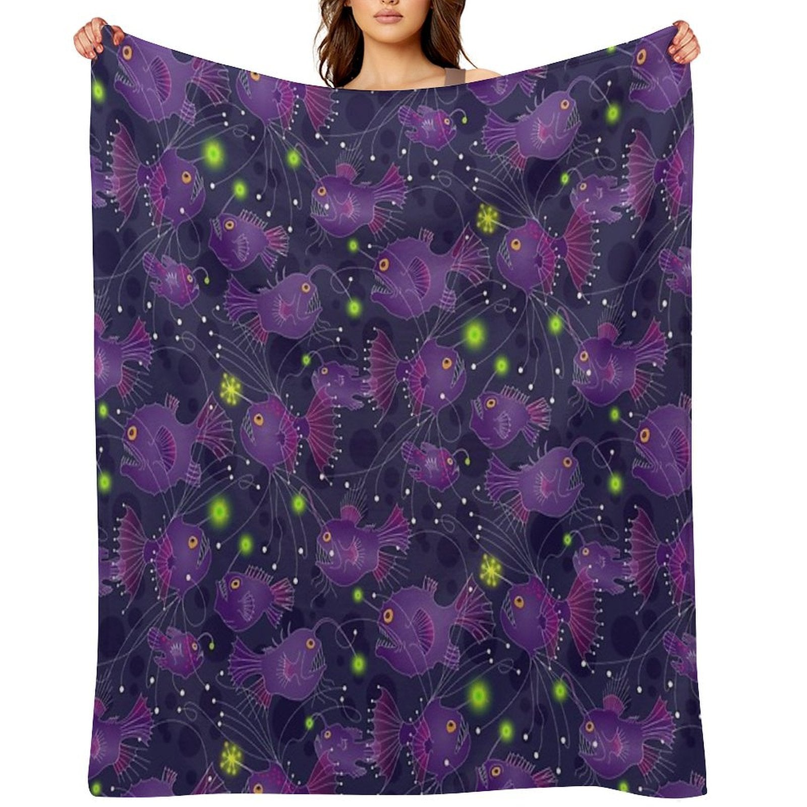 Angler Fish Purple Premium Throw Blanket