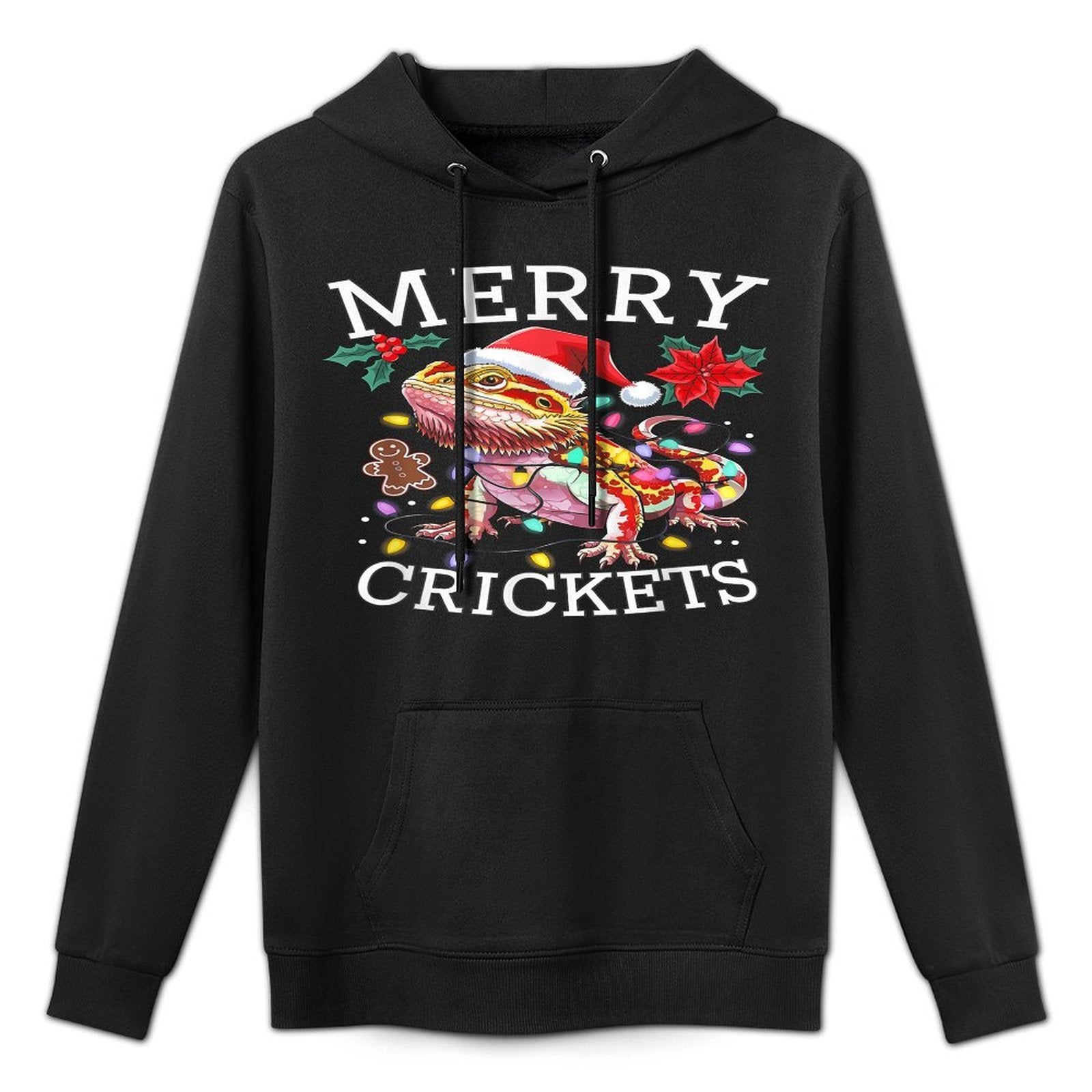 Bearded Dragon Christmas Lights Merry Crickets Easy Care Hoodie