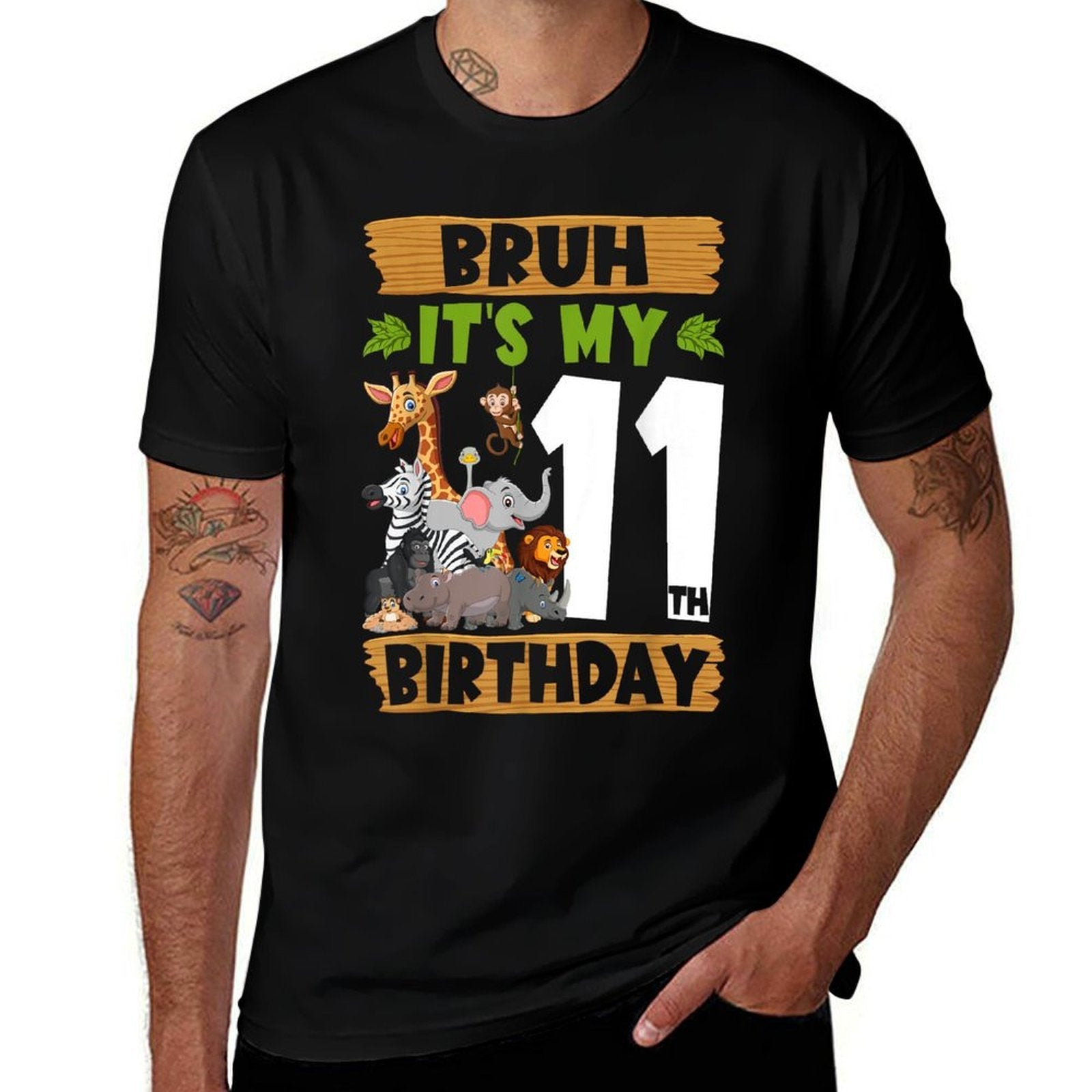 Bruh It's My 11th Birthday Animals Jungle Safari 11 Year Old  Versatile T-Shirt