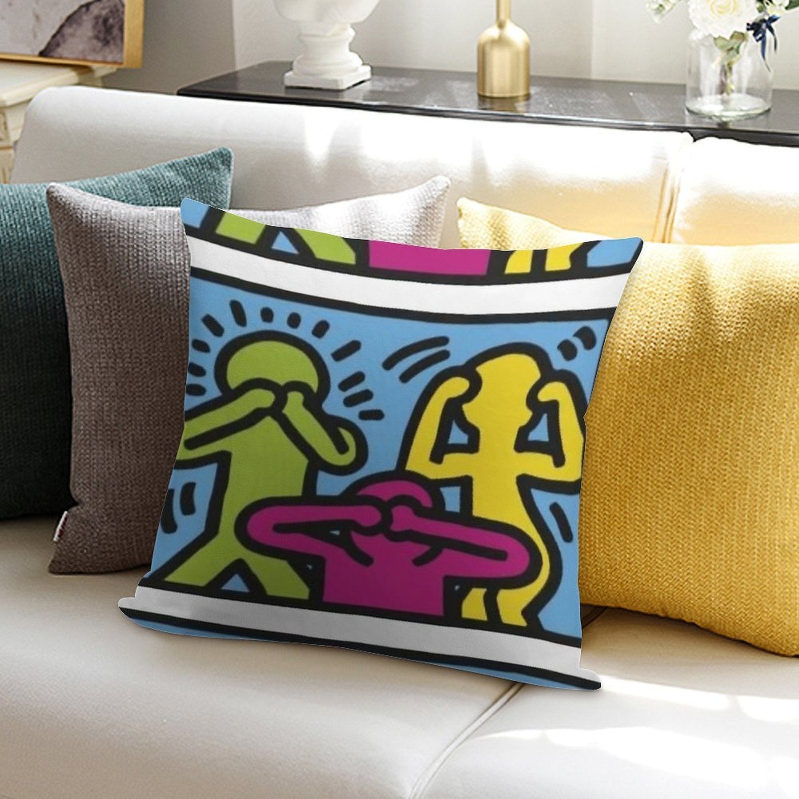 Haring Copy Soft Gift Ready Throw Pillow