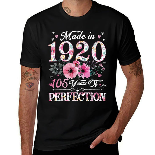 105 Year Old Made In 1920 Floral 105th Birthday Gift For Wom  Graphic-printed T-Shirt