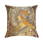 Alphonse Mucha Zodiac Art Nouveau Woman Soft Hidden Zipper Throw Pillow