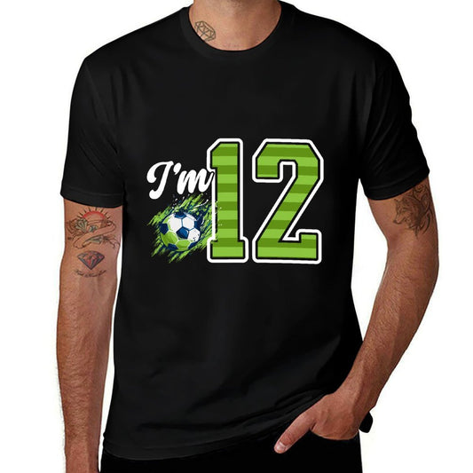 12th Soccer Birthday Party Twelve Year Old Soccer Player  Slim-fit Cut T-Shirt