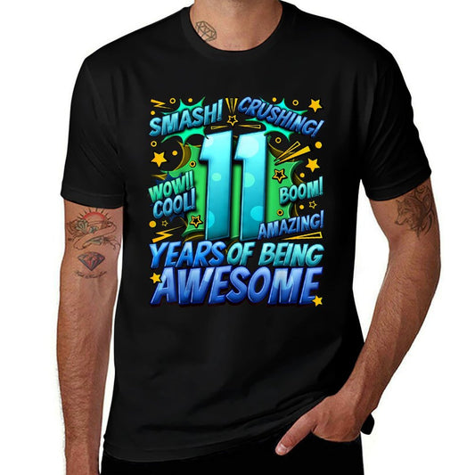 11th Birthday Comic Style Awesome Since 2012 11 Year Old Boy  Rolled Sleeves T-Shirt